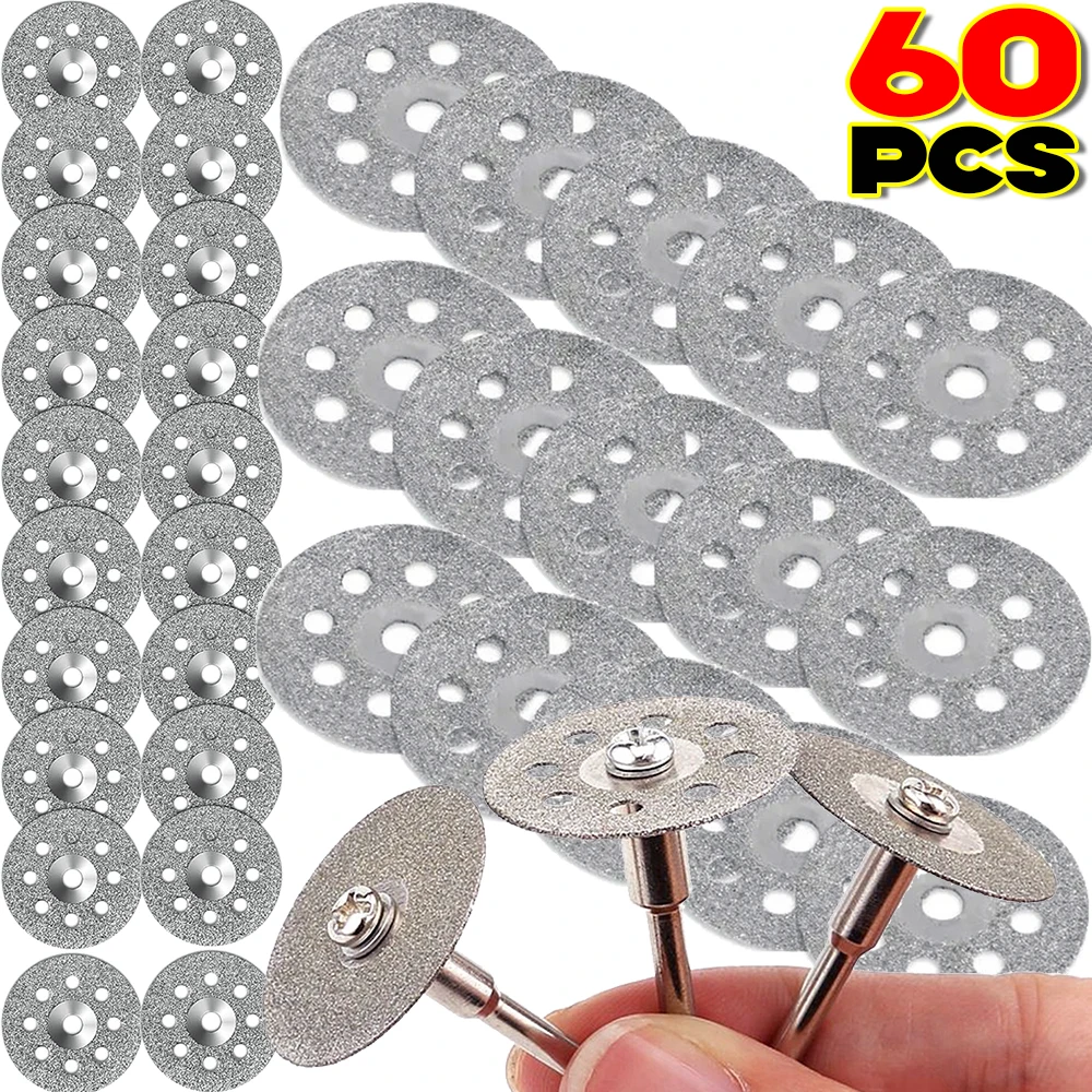 

12-60PCS Circular Wheel Blade Slice Diamond Cutting Disc Hss Cutting with 3 Mm Mandrel Cutting Gem Stones Ceramics Glass 22mm