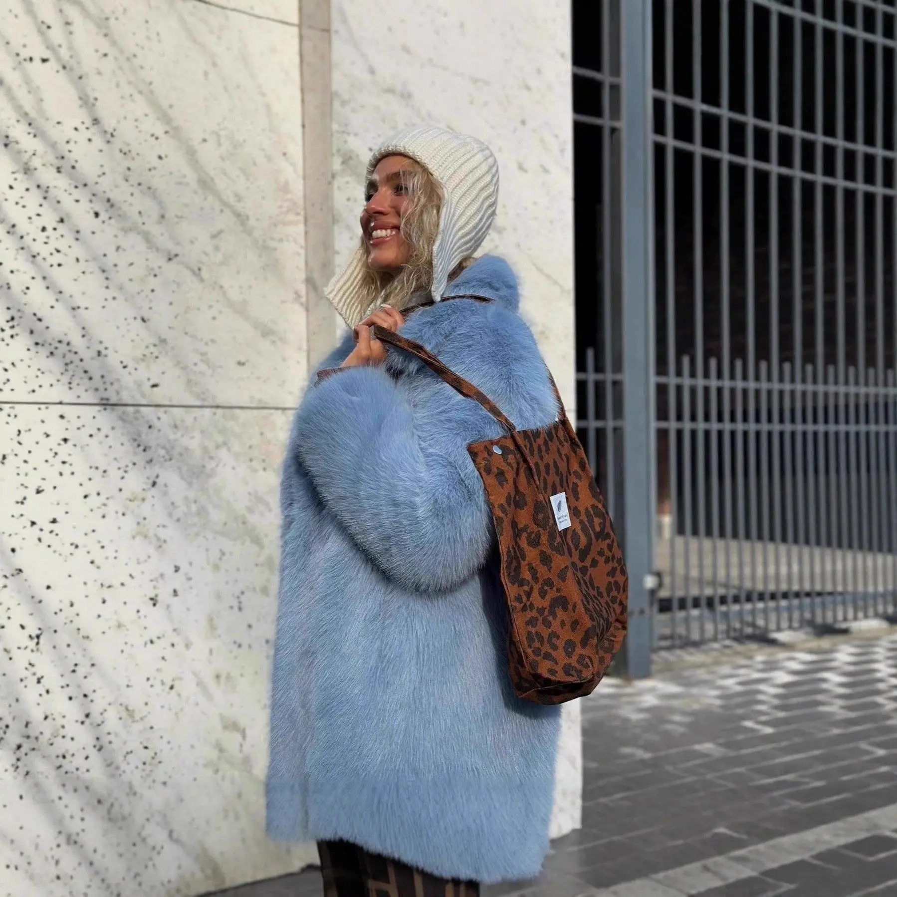 Manteau en fourrure mi-long pour femme, imitation cuir de vison, Jaet, cintré à la taille, Long, col carré, nouvelle collection automne hiver