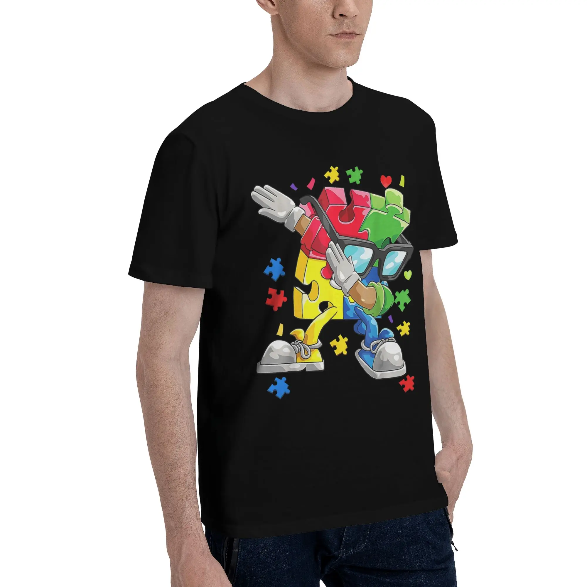 Dabbing Puzzle Autism Awareness Tee Shirt for Men Women Gift Idea T Shirts  Cotton Clothes