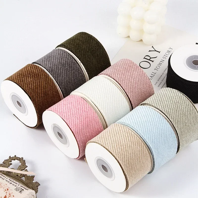 25/38mm 5yards Twill Corduroy Ribbon DIY Hair Bows Clothing Sewing Supplies Gift Wrapping Accessories Ribbons for Crafts