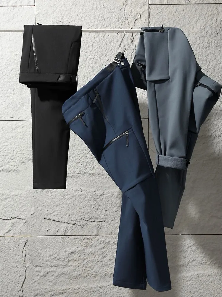 

Мужские повседневные водонепроницаемые брюки из софтшелла на подкладке, прямые брюки из нейлоновой ткани, осень-зима Faion Urban Sle