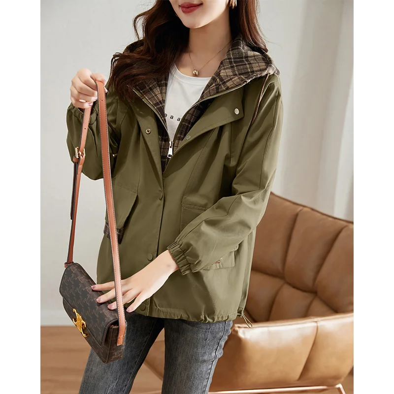 Otoño 2024 Abrigo informal Faionable para mujer, cortavientos de gran tamaño, Top de moda de alta gama, fibra de poliéster, largo, Sve Zi...