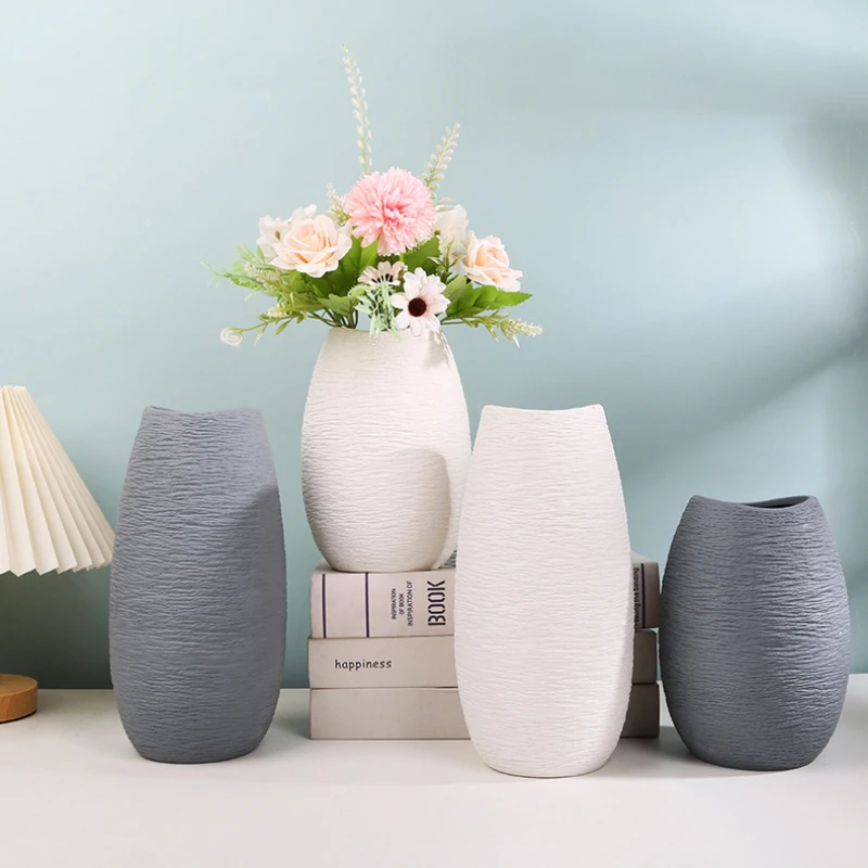 Creative Simple White Vase Ceramic Living Room Decoration Decorative Dry Flower Home Home Flower Arrangement Flower Device