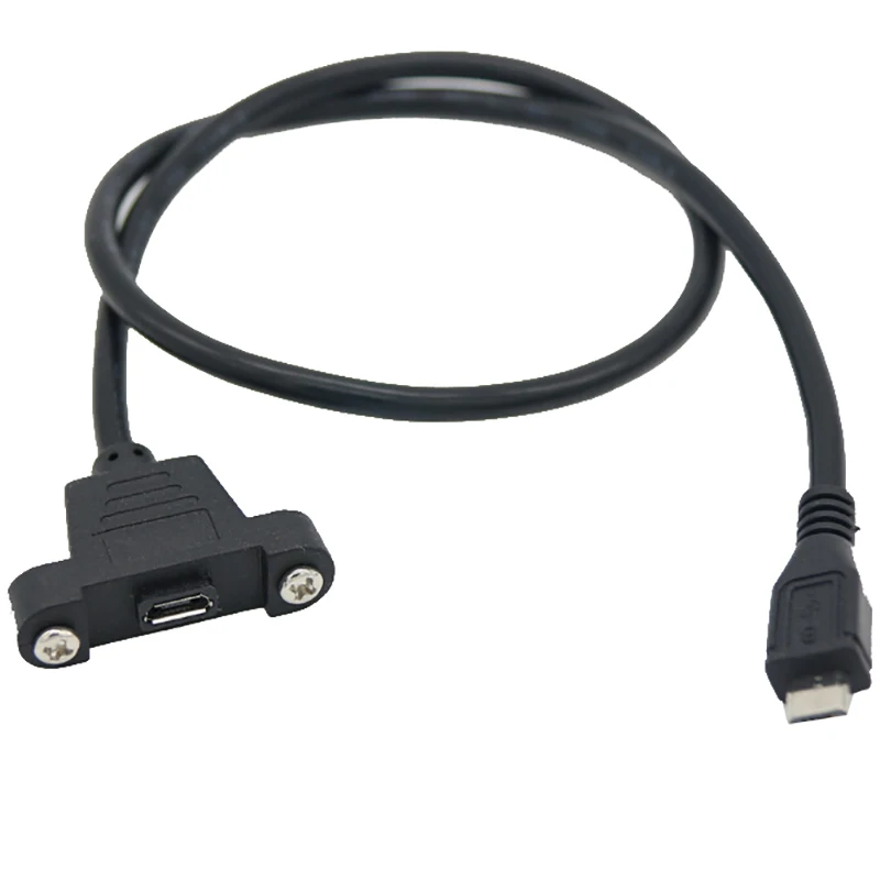 

1Pc Micro USB 2.0 Male To Female Extension Cable With Screws Panel Mount Hole