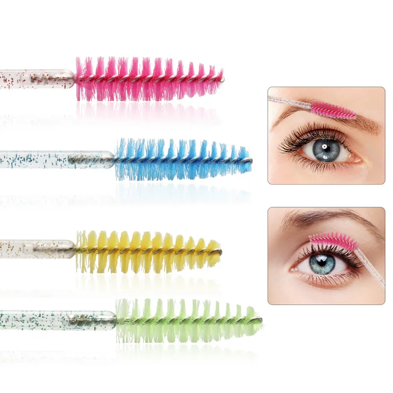 100Pcs Eyelash Extension Disposable Eyebrow brush Mascara Mini Crystal Eye Lashes Brush Cosmetic Brushes Set makeup tools