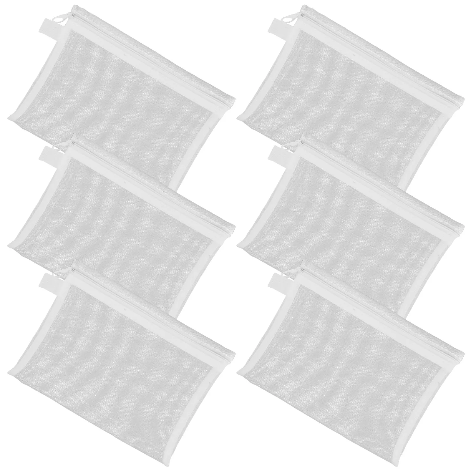 

6Pcs Mesh Zipper Document Pouches Transparent File Bags Multi Purpose Organizer for Travel Office School Board Games Art