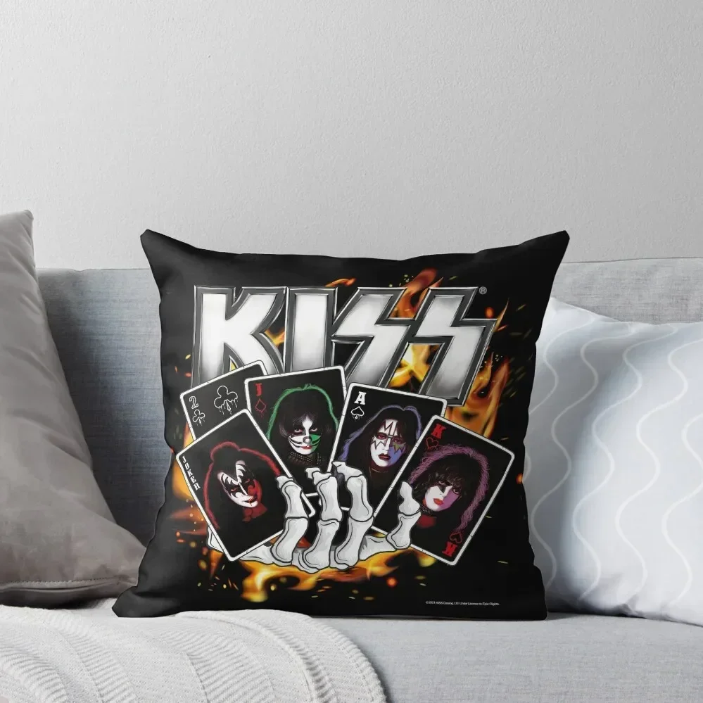 

KISS on playing cards - SILVER Throw Pillow ornamental pillows Custom Cushion pillow