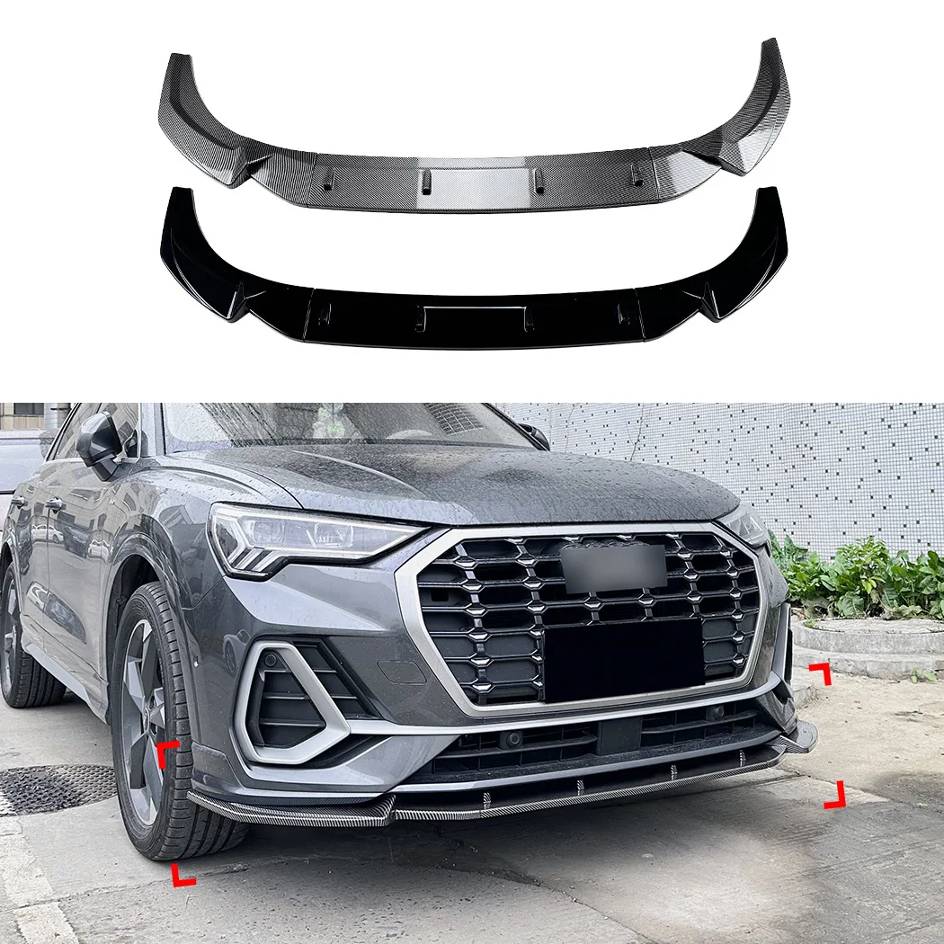 

Car Front Bumper Lip Diffuser Splitter For Audi Q3 MK2 F3 TFSI TDI S-Line 2019-2025 Retrofit ABS Gloss Black Bodykits Tuning
