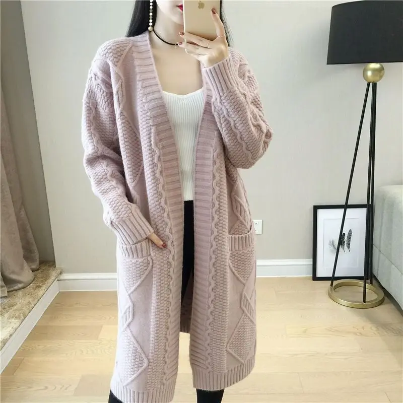 

Fashion Solid Color Spliced Pockets Casual Sweaters Women Clothing 2023 Winter Loose Korean Tops All-match Cardigan Coat