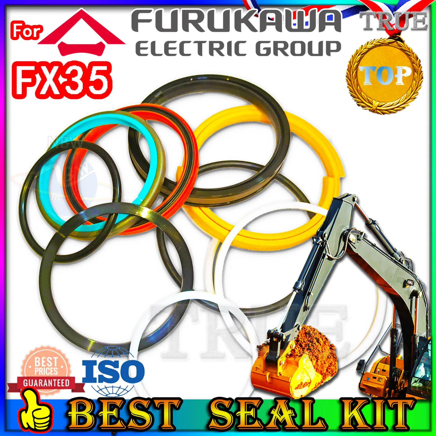 

For Furukawa FX35 Oil Seal Repair Kit Boom Arm Bucket Excavator Hydraulic Cylinder MOTOR Piston Rod Shaft Replacement Dust FKM