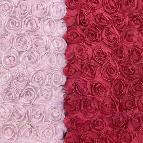 3D Large Rose Embroidered Lace Fabric, Discoloration Flower Children\'s Applique Clothing, Dress Fashion, RS24458