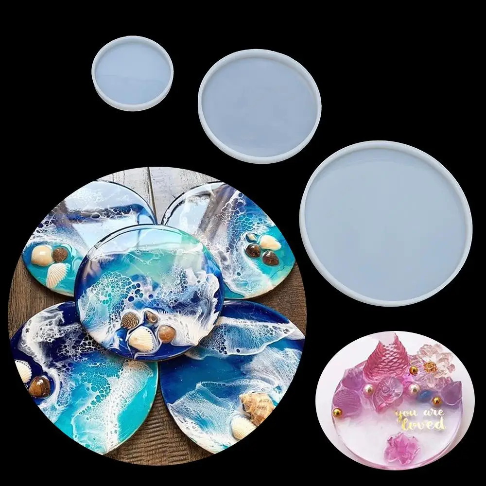 Transparent Fluid Arts Round Coaster Resin Casting Molds Silicone Epoxy Jewelry Pendant Agate Making Mould Tool DIY Accessories