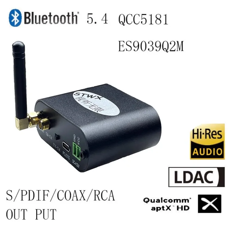 QCC3084/QCC5181 Bluetooth 5.4 ES9039 DSD USB to Fiber/Coaxial Converter Audio Adapter DSD 192khz