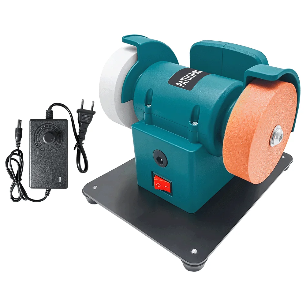PATUOPRO Mini Dual-Wheel Electric Bench Grinder Compact Cordless DIY Electric Sharpener Polishing Tool For Makita 18V Battery
