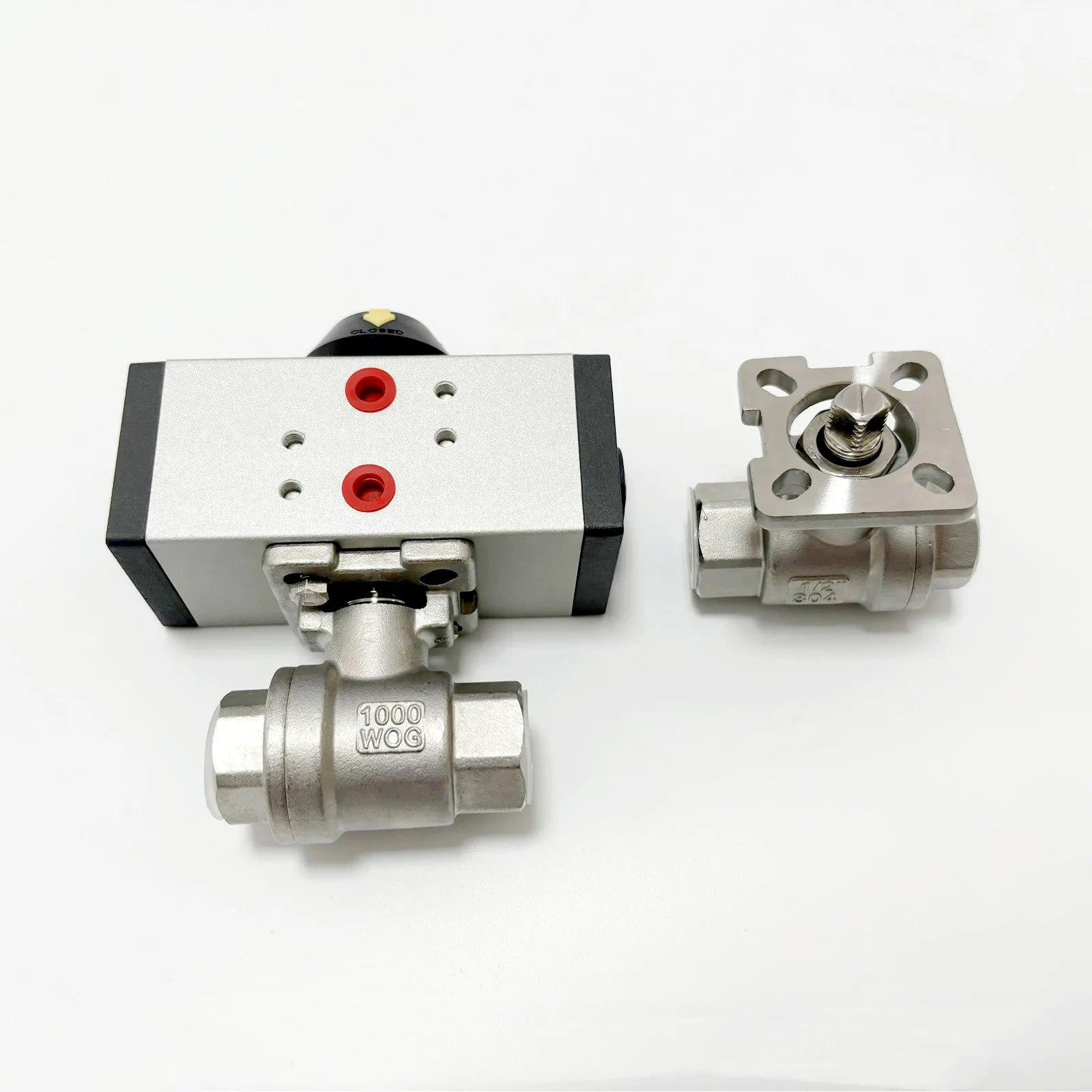 Пневматический привод Mini AT32, 2-ходовой, PN16, 1/2 дюйма, внутренняя резьба, шаровой кран из нержавеющей стали SS304, 2-компонентный