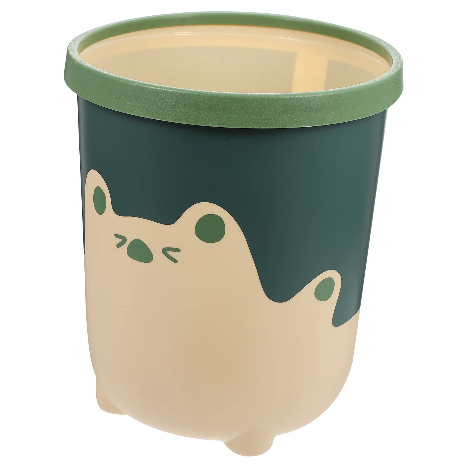 

1pc Press Ring Can Plastic Bear Pattern For Kitchen Bedroom Office Plastic Wastebasket Home Waste Storage Bin Dustbin