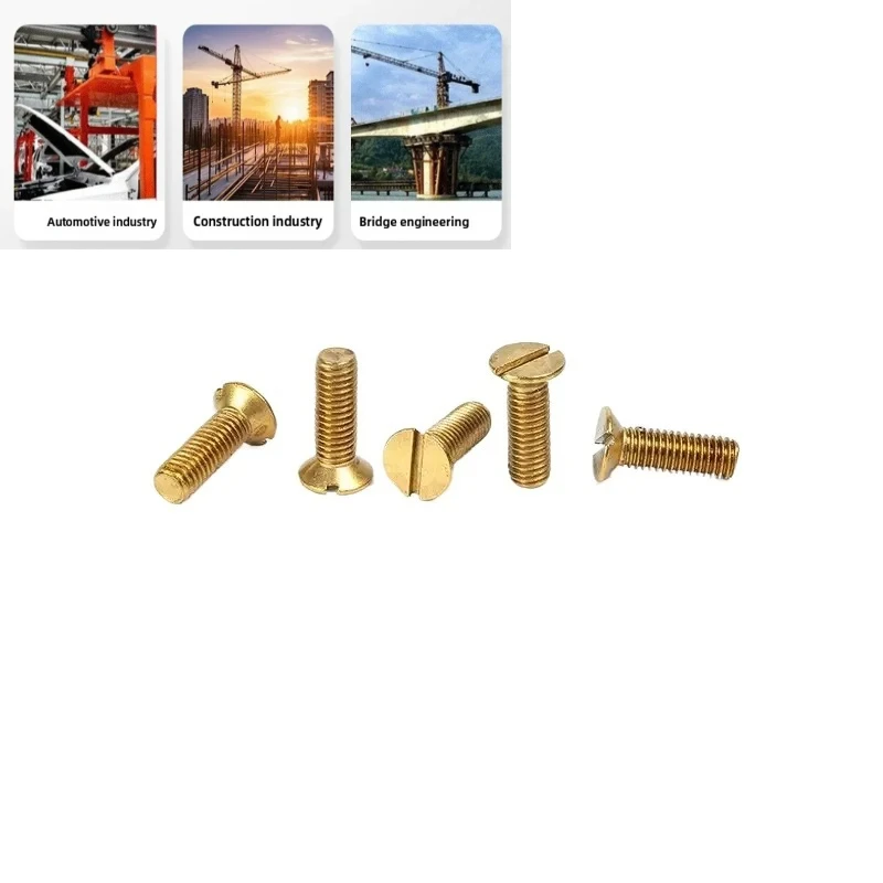 Brass Flat Countersunk Screws Slotted Machine Bolt Woodworking DIY Accessories Home Decorative Furniture Fasteners M3 M4 M5 M6