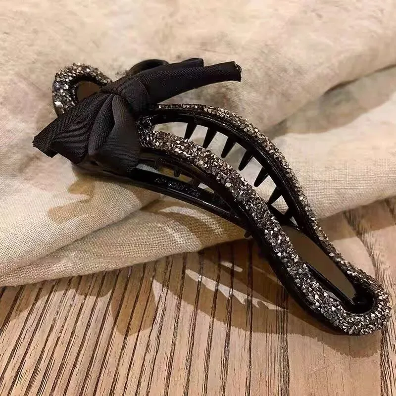 Diamond Inlaid One Word Clip High end Grip Clip New Female Internet Celebrity Back of Head Lazy Clip Hairclip Duck billed Clip H