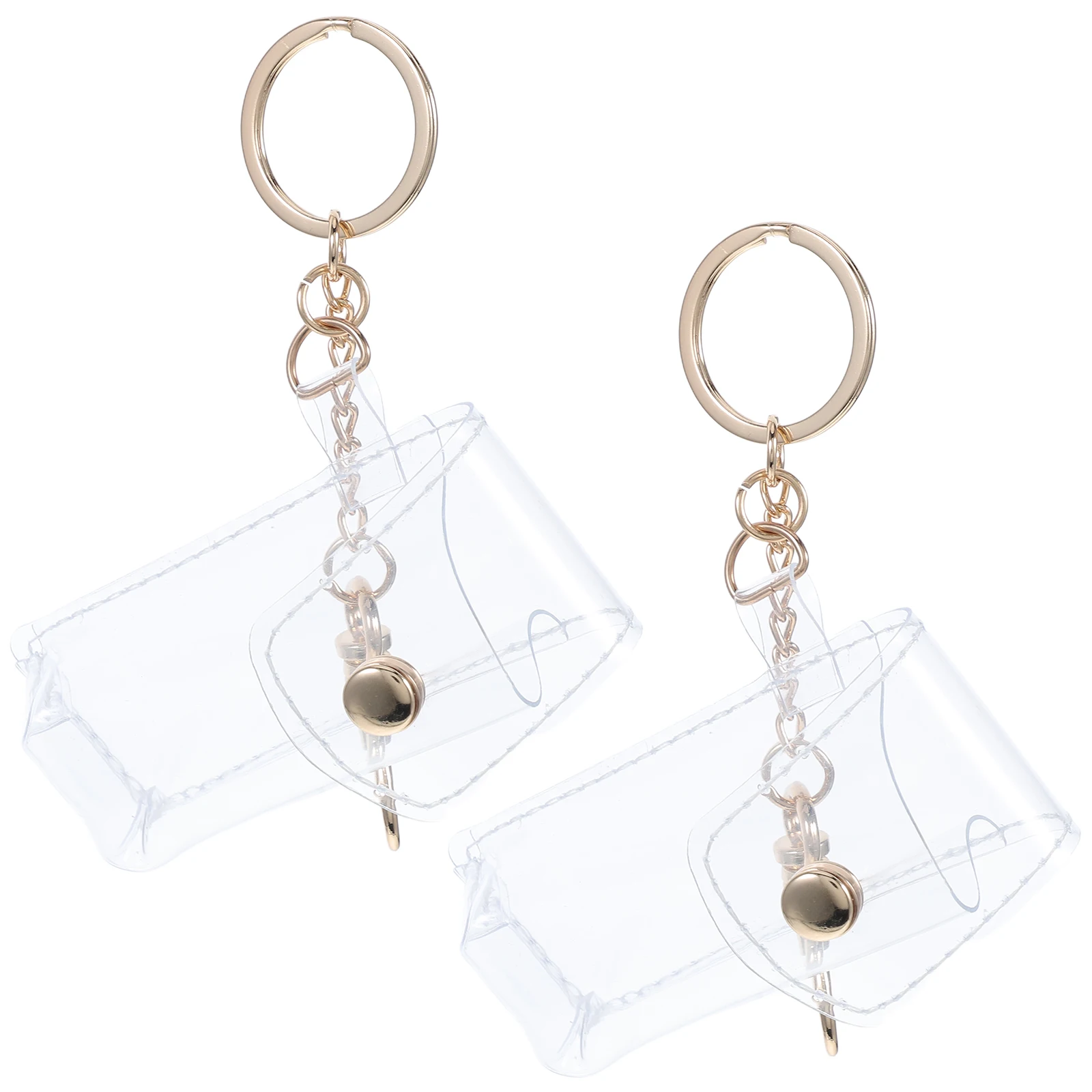 

2pcs Clear Keychain Pouch Lipstick Holder For Car Purse Travel Portable Lip Balm Case Lip Gloss Organizer Pvc Waterproof