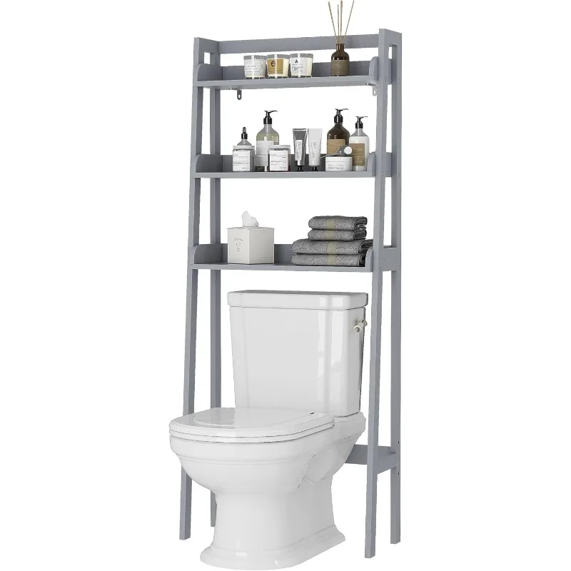 Over Toilet Bathroom Organizer, 3-Tier Above Toilet Storage Shelf Rack, Bathroom Shelves Over Toilet (Gray)