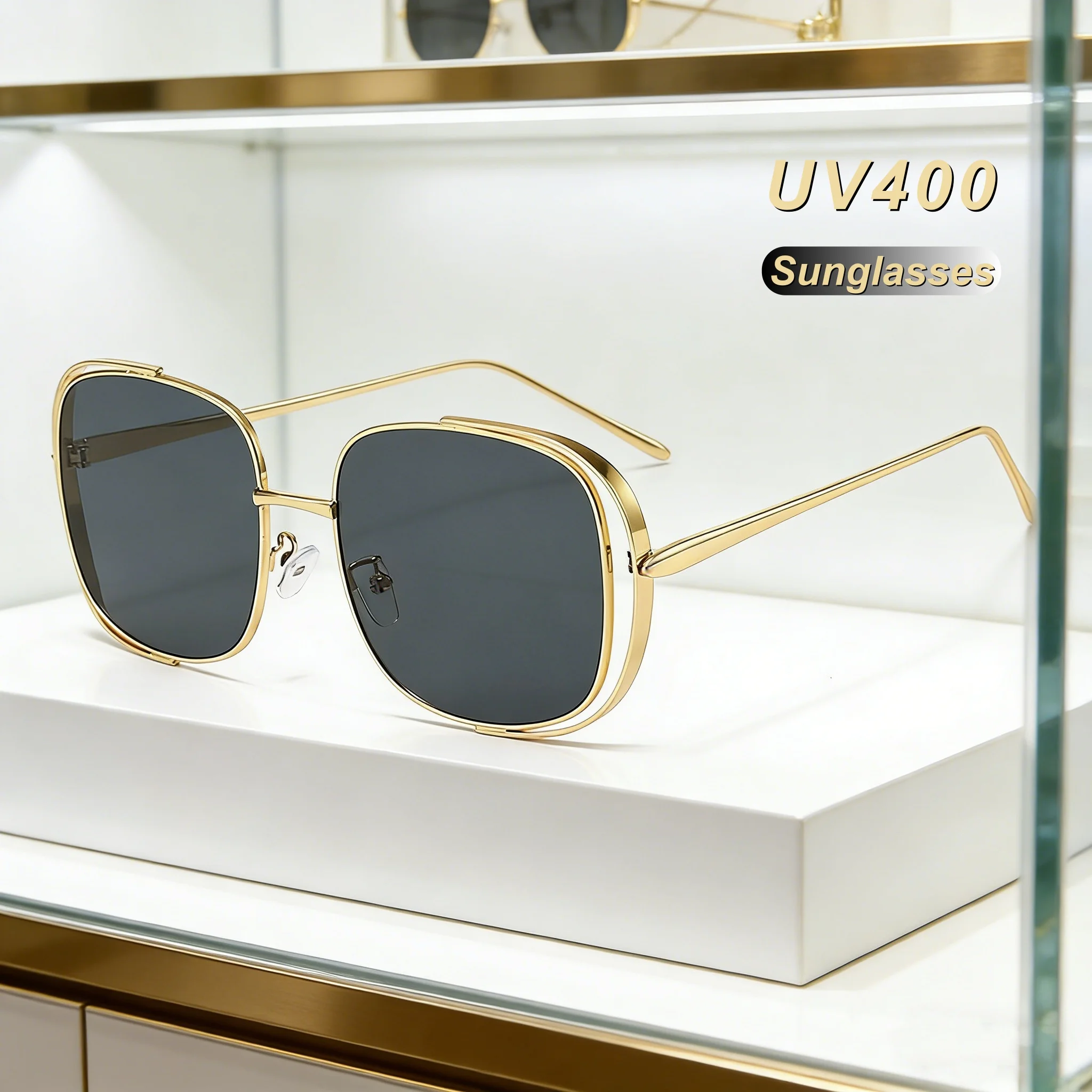 

2026 New Fashionable Personalized Luxury Hollow Frame Women's Sunglasses Retro Neutral High Quality UV400 Sunscreen Glasses