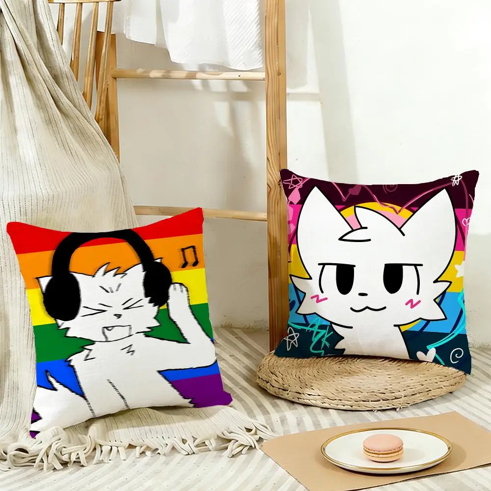 Colourful Funny Cute Silly Cat Boykisser LGBT Cushion Cover Cozy Pillowcase Holiday House Interior Sofa Bedroom Accessories