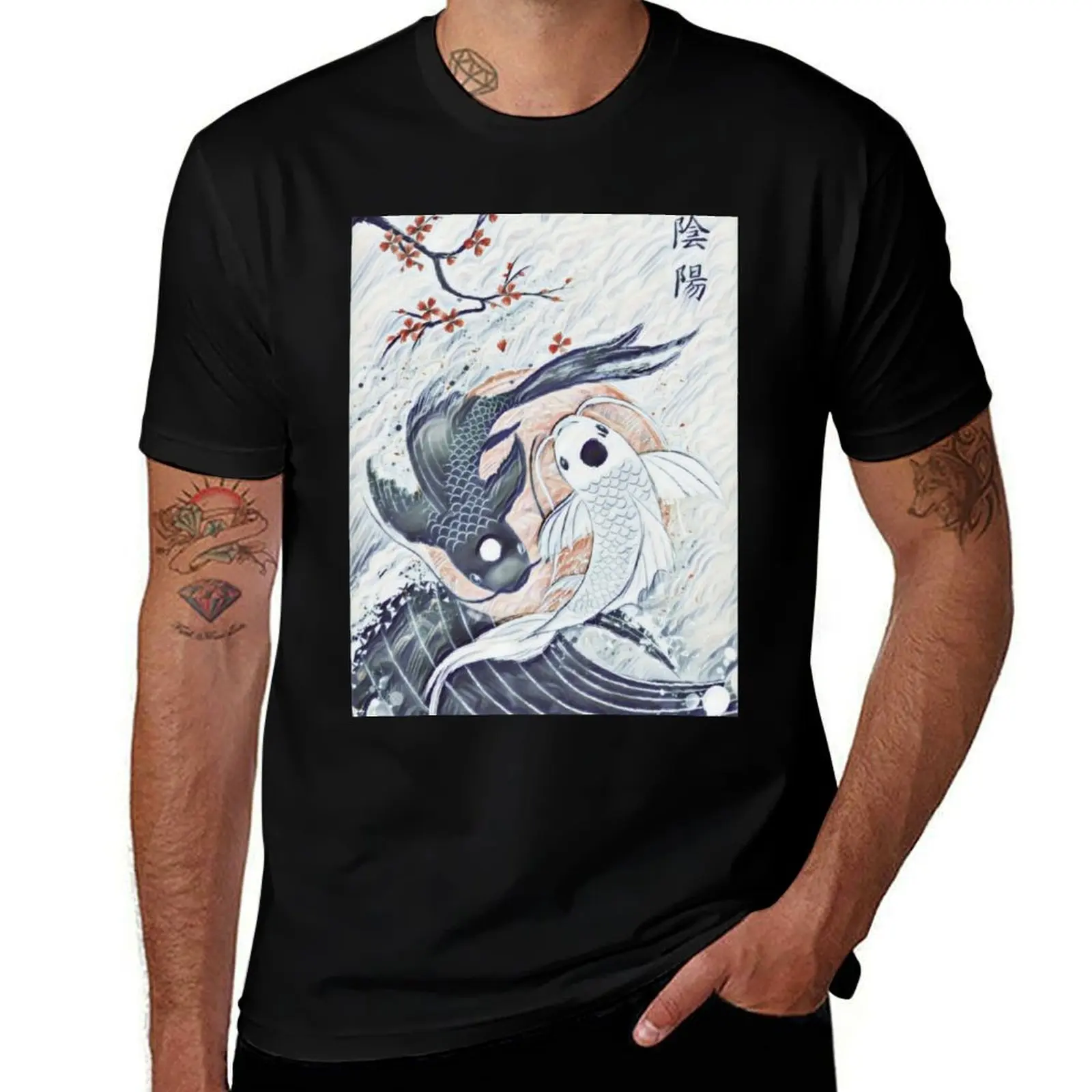

Japanese Ying Yang Koi fish T-Shirt funny t shirts cotton t shirt man cotton t shirt man designer T-shirt