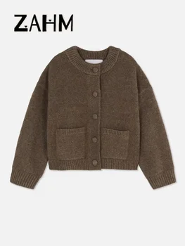 Elegant Knit Solid Women Cardigan O Neck Full Sleeve Single Breasted All-match Pocket Lady Jacket 2026 Spring Female Knitwear 3 Elegant Knit Solid Women Cardigan O Neck Full Sleeve Single Breasted All-match Pocket Lady Jacket 2026 Spring Female Knitwear 3