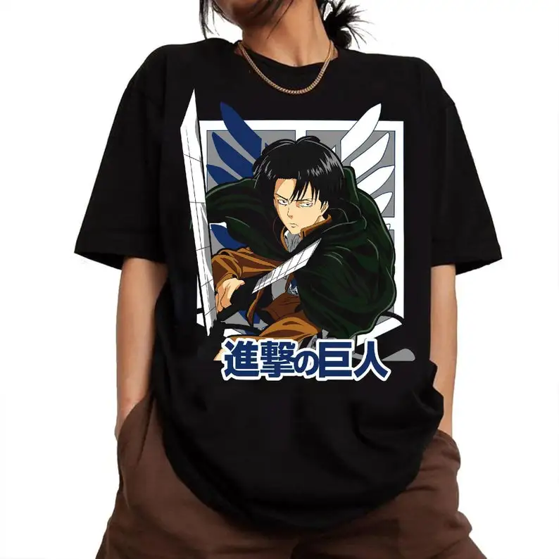 Vintage Levi Ackerman  Captain T- Anime Manga  Japanese Anime man Fan Shirt