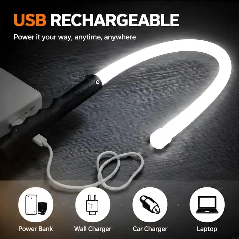 

Flexible LED Work Light Rechargeable Bendable Lamp for Auto Repair, Workshop, Camping and Emergency Household Lighting M4YD