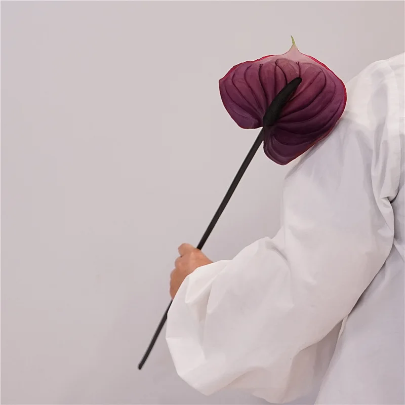 5Pc Artificial Feel Latex PVC Anthurium Flower Calla Lily for Wedding Background Flower Arrangement Home Party Event Decor Flore