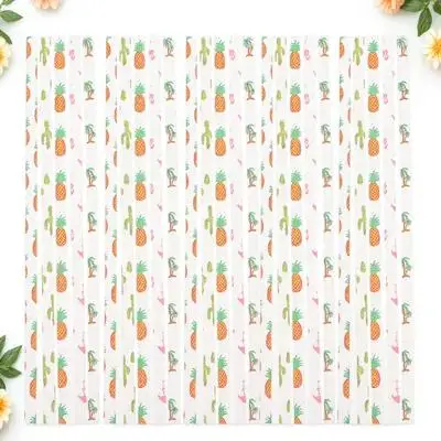 

100Pcs Paper Straws Summer Party Decorations Disposable Drinking Straws for Juice Hawaiian Luau Hawaiian Party Decorations