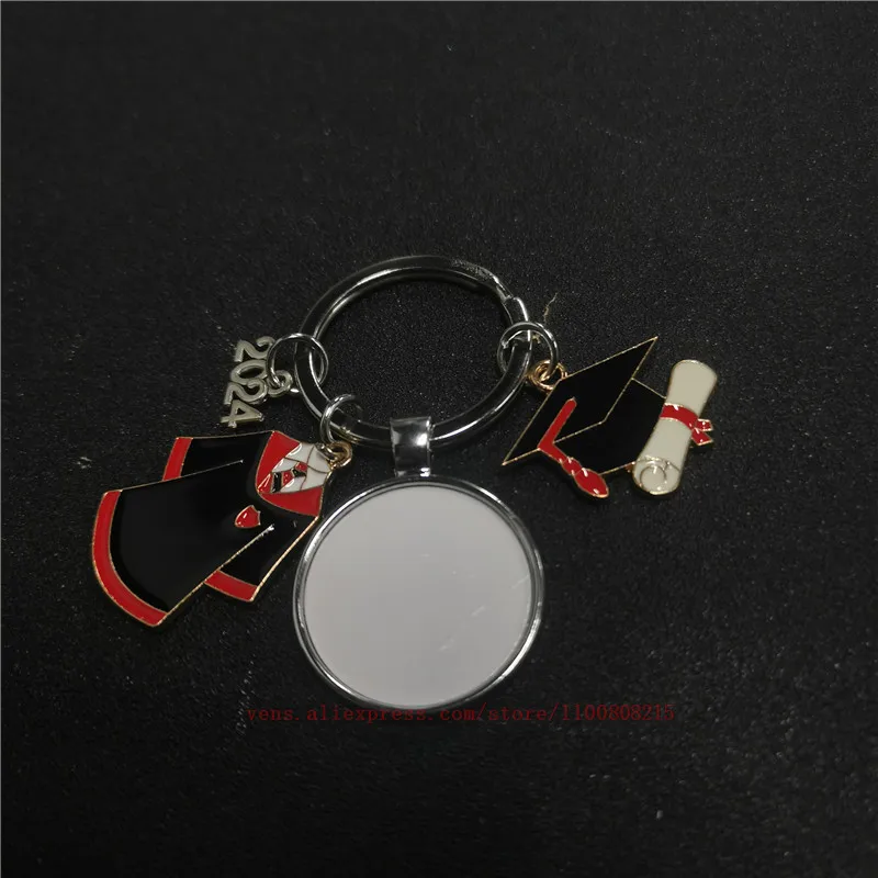 

sublimation blank 2024 graduation season keychains metal key ring hot transfer printing consumables 25pcs/lot