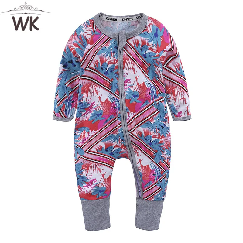 Newborn Baby Boys Girls Double Zipper Rompers Infant Cartton Print Bodysuit Jumpsuit Playsuit Children One Piece Outfit Clothes