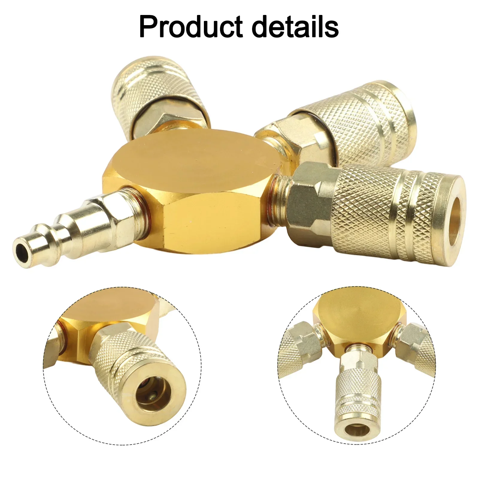 3 Way Quick Coupler 1/4 Inch NPT Connector for Air Hose and Pneumatic Tools Style Brass Manifold with 6 Ball Couplers