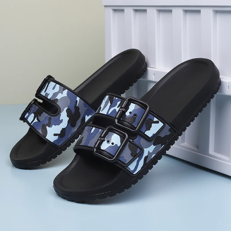 

Trendy Versatile Men's Slippers Summer Outer Wear Anti-Slip Home Use Teenage Feet Soiling Feeling Explosion Model Slippers