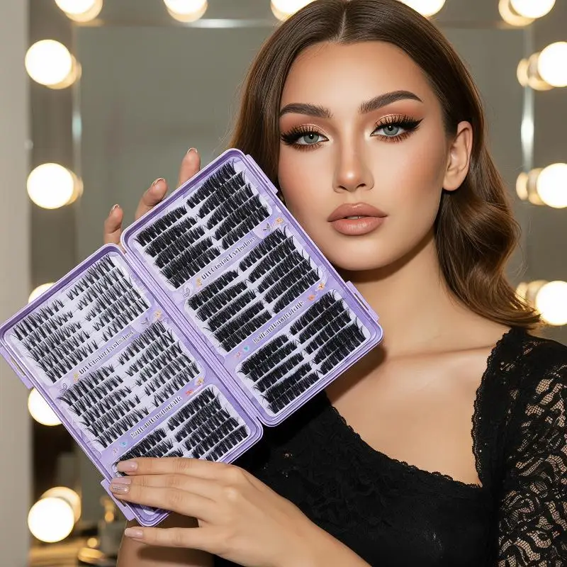 3D Single Cluster False Eyelashes European Style Fluffy Curled Segmented for Photo Shoot Makeup