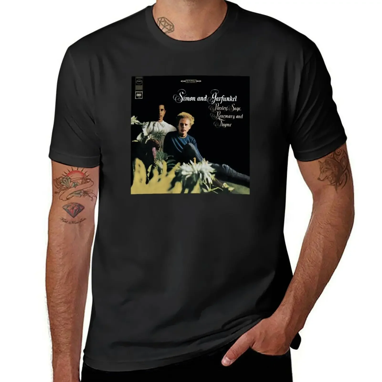 

Simon and Garfunkel - Parsley, Sage, Rosemary and Thyme T-Shirt blacks for a boy Short sleeve tee men