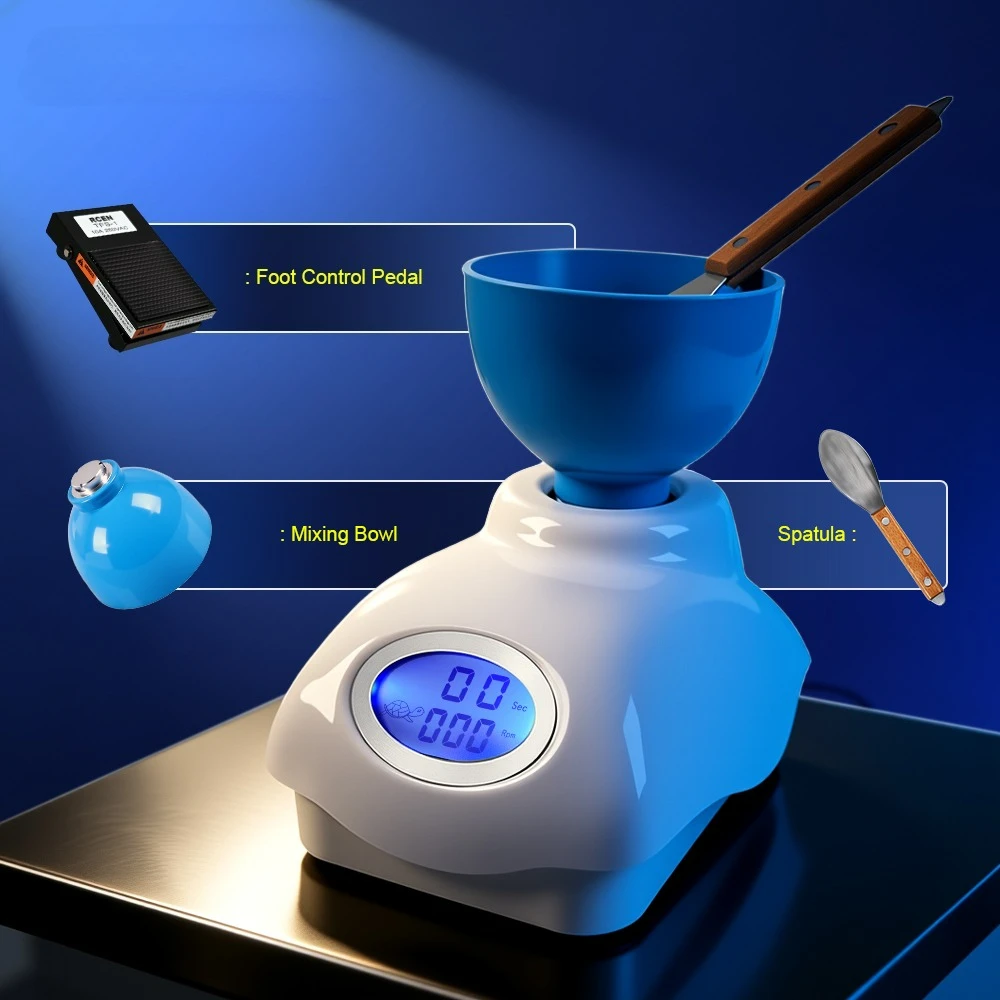 SYJH Dental Impression Alginate Automatic Mixer with Foot Switch Pedal Low Noise Container Material Blender 300RPM Dentistry
