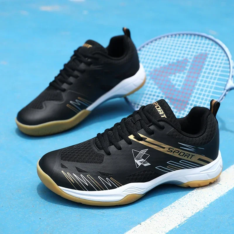 Men Women Sport Badminton Training Shoes Black Unisex Fitness Athletic Tennis Shoes Non-slip Boy Girl Volleyball Sneakers 8205