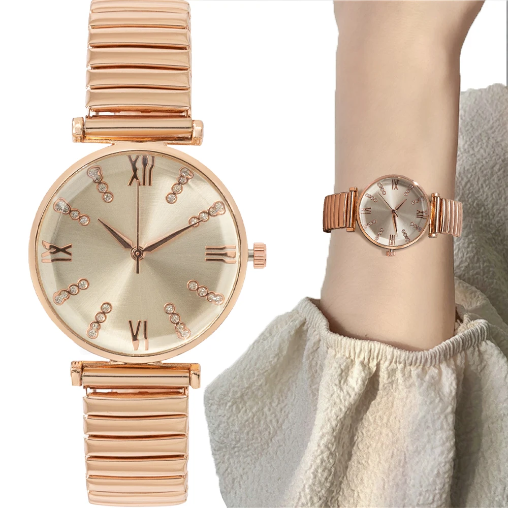 Luxury Brand Women's Watch Ladies Stretch Steel Strap Quartz Watch Simple Design Watch For Women Timepiece