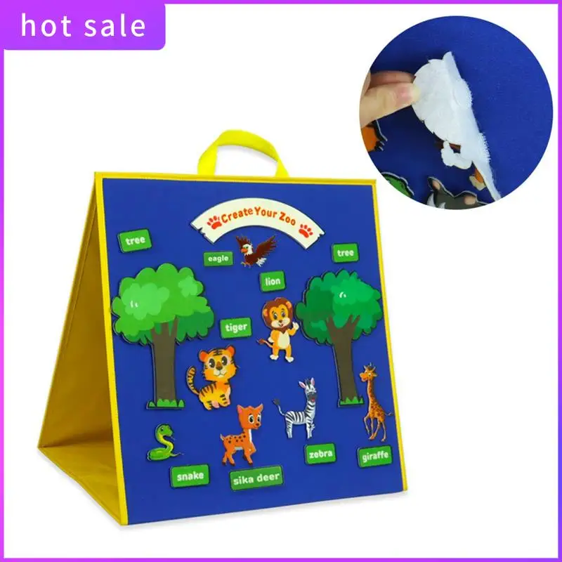 

HGSW-17 Inch Double Sided Standing Teaching Board Felt Animals Story Teller Display Telling Toys Teacher Supplies Early