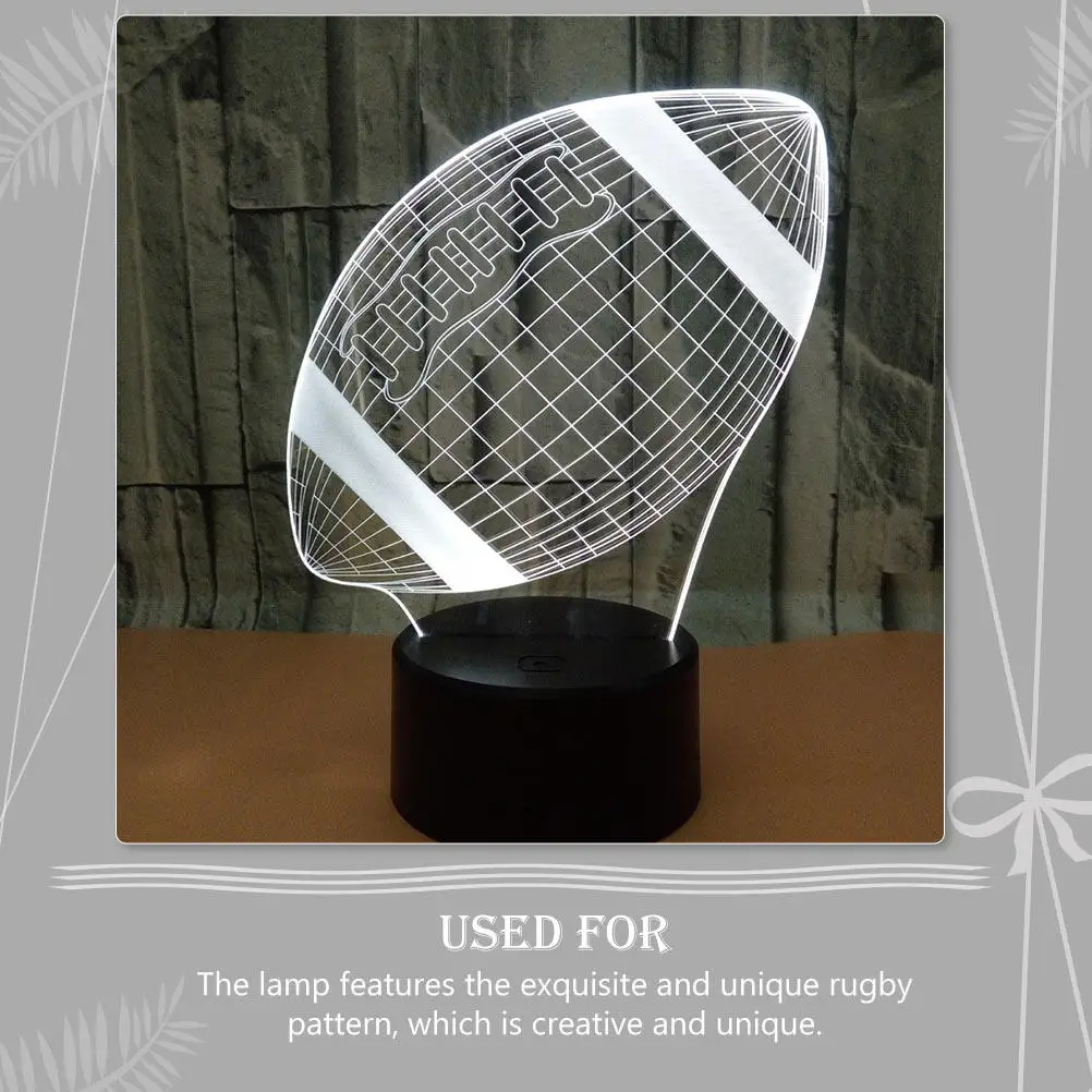 1Set Rugby-Shaped 3D Visual LED Night Lamp Touch Control Color Changing Decorative Light for Bedroom Desk Home Party Indoor