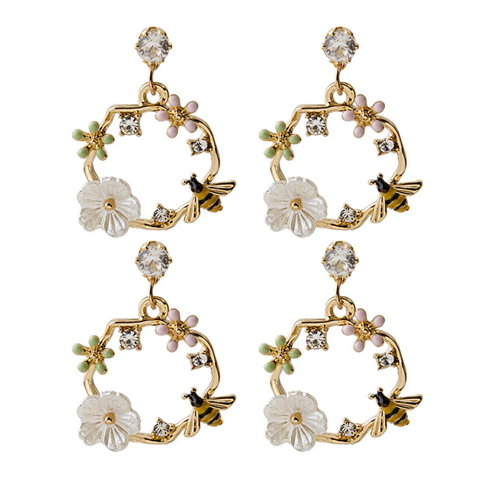 

Garland Earrings Women 2 Pairs Girls Wreath Flower Drop Ladies Jewelry Durable Firm Long Use Elegant Fashion Versatile Birthday