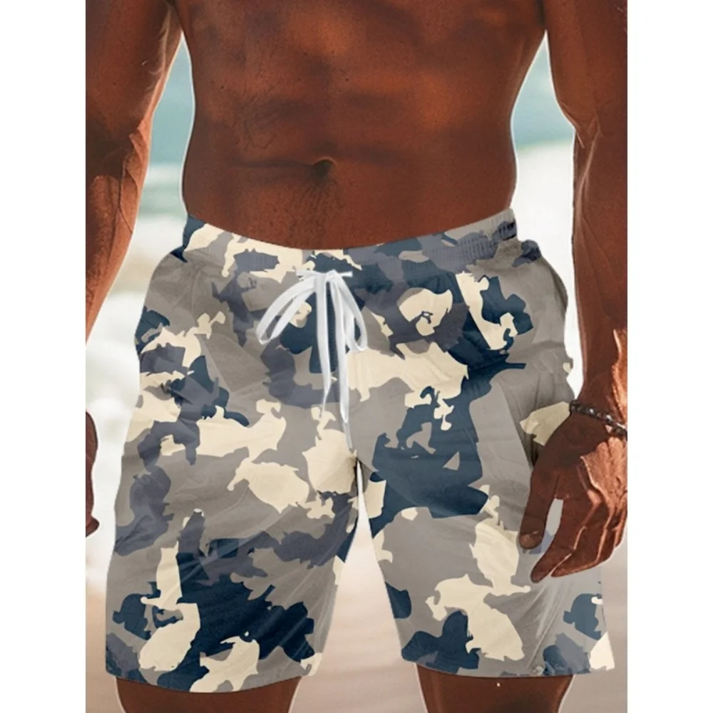 

Motorcycle Camouflage Fashion Patterns Swim Trunks For Men Color Block 3D Printed Loose Short Pants Casual Sports Hawaii Beach