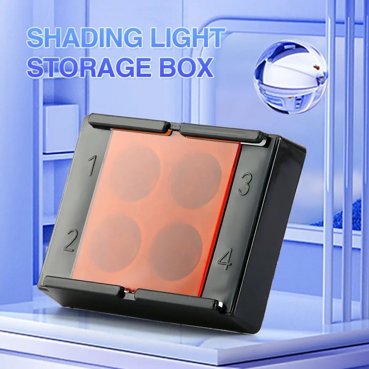 Dental Resin Shade Light Box 4 Holes Mix Composite Hood Case Protector Veneer Storage Box Denture Teeth Patch Shading Organizer