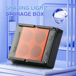 Dental Resin Shade Light Box 4 Holes Mix Composite Hood Case Protector Veneer Storage Box Denture Teeth Patch Shading Organizer