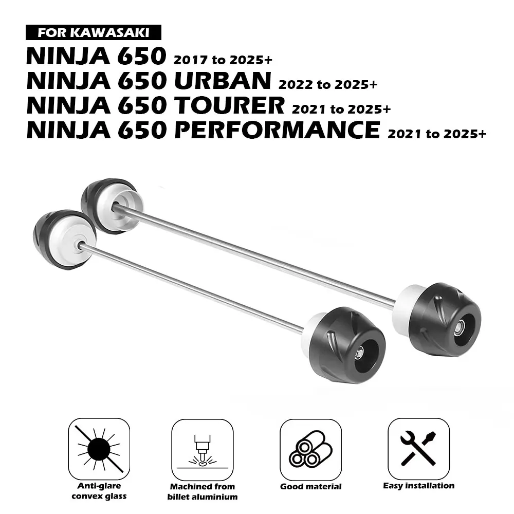 

EVO Spindle Bobbins Kit For KAWASAKI NINJA650 Tourer Urban 2017-2025 + Motorcycle Front Rear Axle Fork Crash Slider Accessories