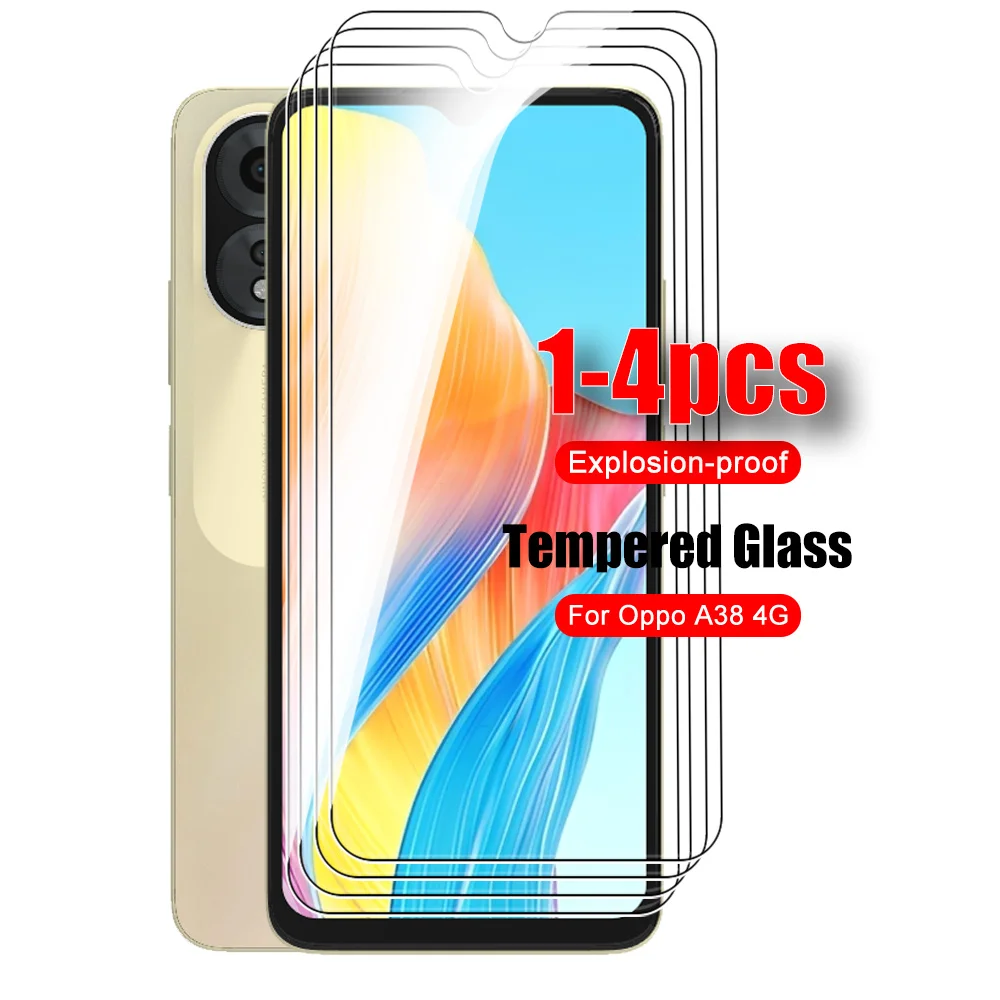 1-4Pcs Tempered Glass For Oppo A38 Screen Protector Appo Orro A18 A58 A78 4G A98 5G A 18 38 58 78 98 2023 Protective Glass Film