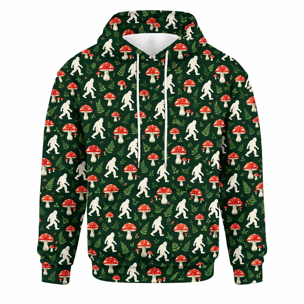 Bigfoot Sasquatch Camping Hoodie All Over Print Pullover Sweatshirt Tent Campfire Forest Outdoor Adventure Gift for Men Women